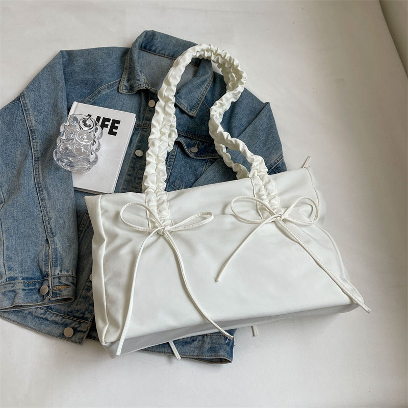 Pleated Large Capacity Bag Female Korean Style Simple And Casual Tote Bag Commuter Shoulder Bag