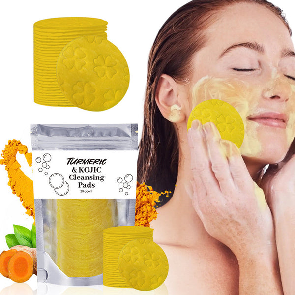 Turmeric Exfoliating Cleansing Pads Compressed Facial Sponges Skin Care Tools For Face Clogged Pores Excess Oil Cleansing Hanzuva