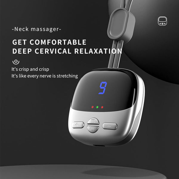2024 Mini Portable Hanging Neck Massager With Heat Electric EMS TENS Pulse Hot Compress Smart Cervical Spine Massager Shoulder Hanzuva