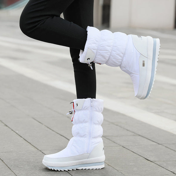 Winter New Plus Velvet Thick Cotton Shoes Thermal Middle Tube Waterproof Non-slip Boots Hanzuva