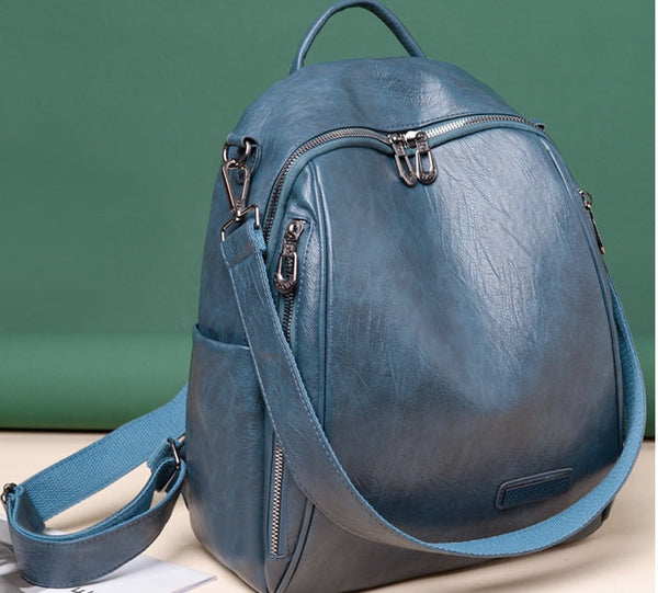 Women's Fashionable High-capacity PU Backpack Hanzuva