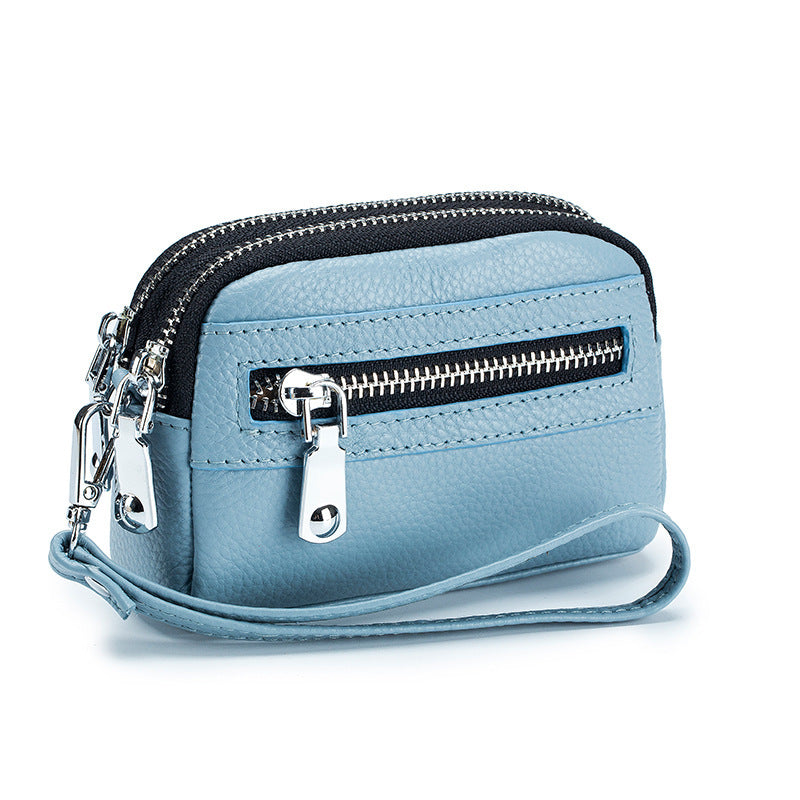 Large Capacity Double Zipper Multifunction Handbag Coin Bag Clutch