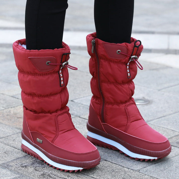 Winter New Plus Velvet Thick Cotton Shoes Thermal Middle Tube Waterproof Non-slip Boots Hanzuva