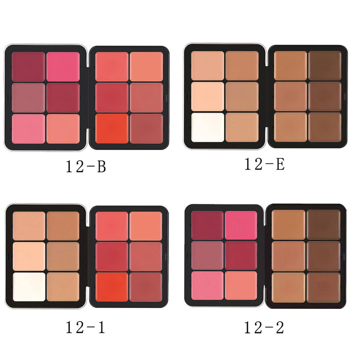 Cross-border TEMU Amazon Hot 12-color Blusher Plate Matte Shimmer High-gloss Multi-color Cream Blush Plate Hanzuva