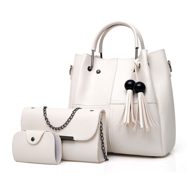 European and American fashion single shoulder Messenger bag ladies three-piece tassels mother bag Hanzuva