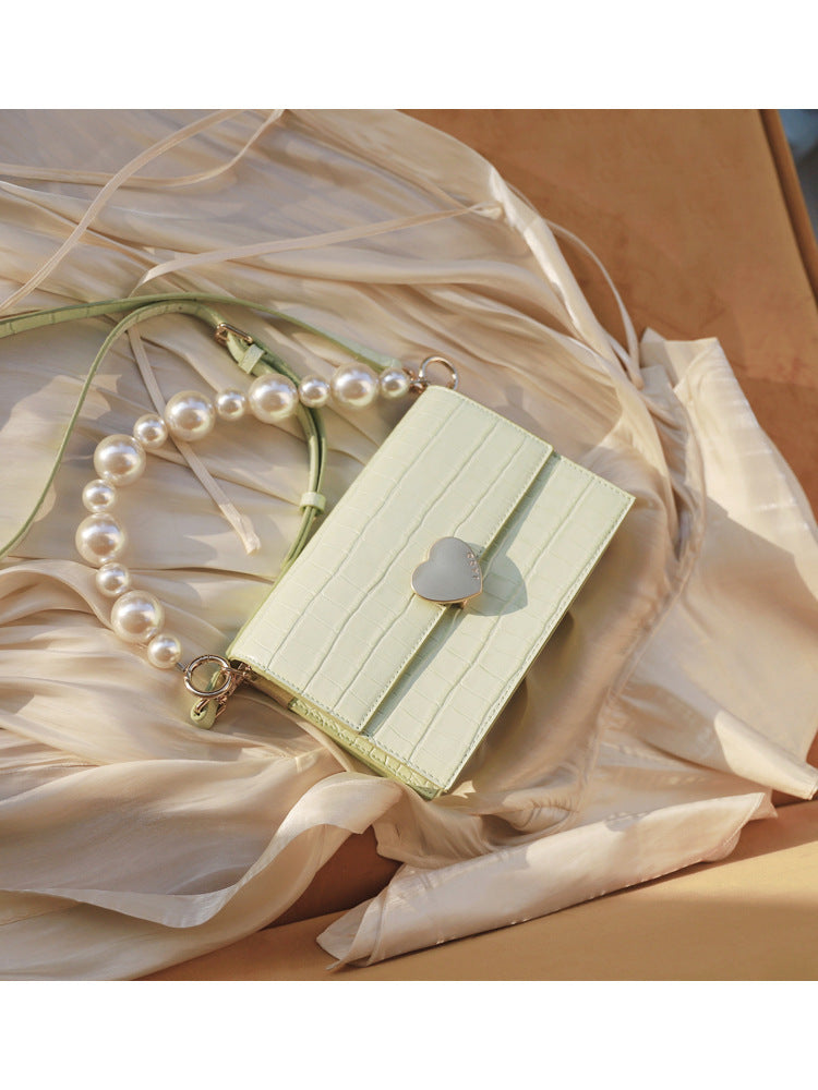 Pearl handbag premium lock small square bag Hanzuva