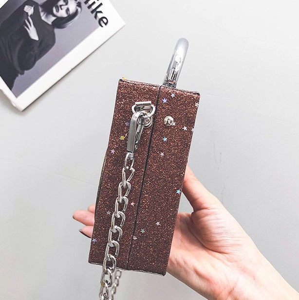 Sequins box bag radio handbag bright surface Harajuku wind Messenger bag Hanzuva