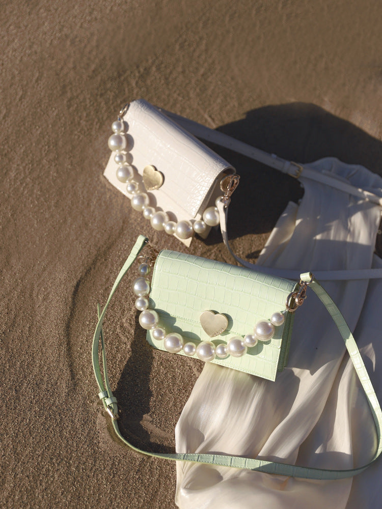 Pearl handbag premium lock small square bag Hanzuva