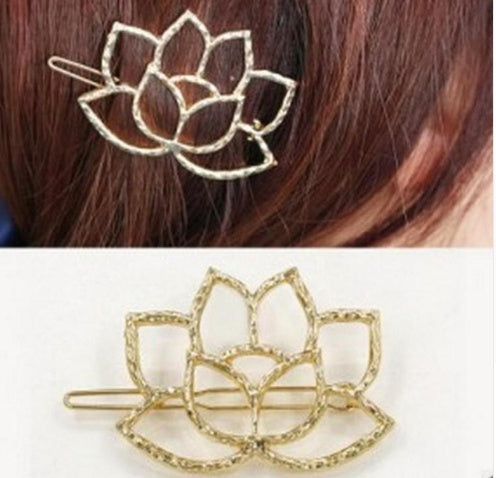 Heart like lotus   metal lotus shape retro hair clip