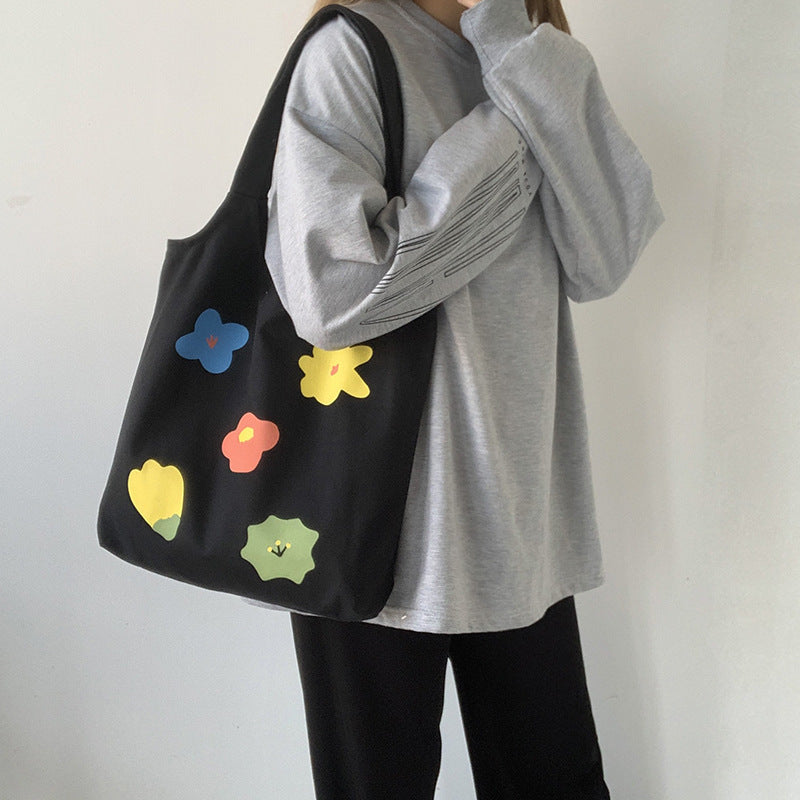 Hyuna Flower Canvas Bag with the Same Paragraph Hanzuva