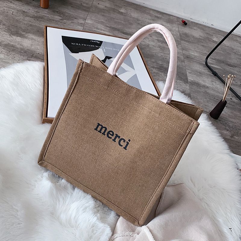 Korean printed letters cotton and linen bag Hanzuva