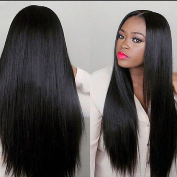 Black long straight hair wig cover Hanzuva