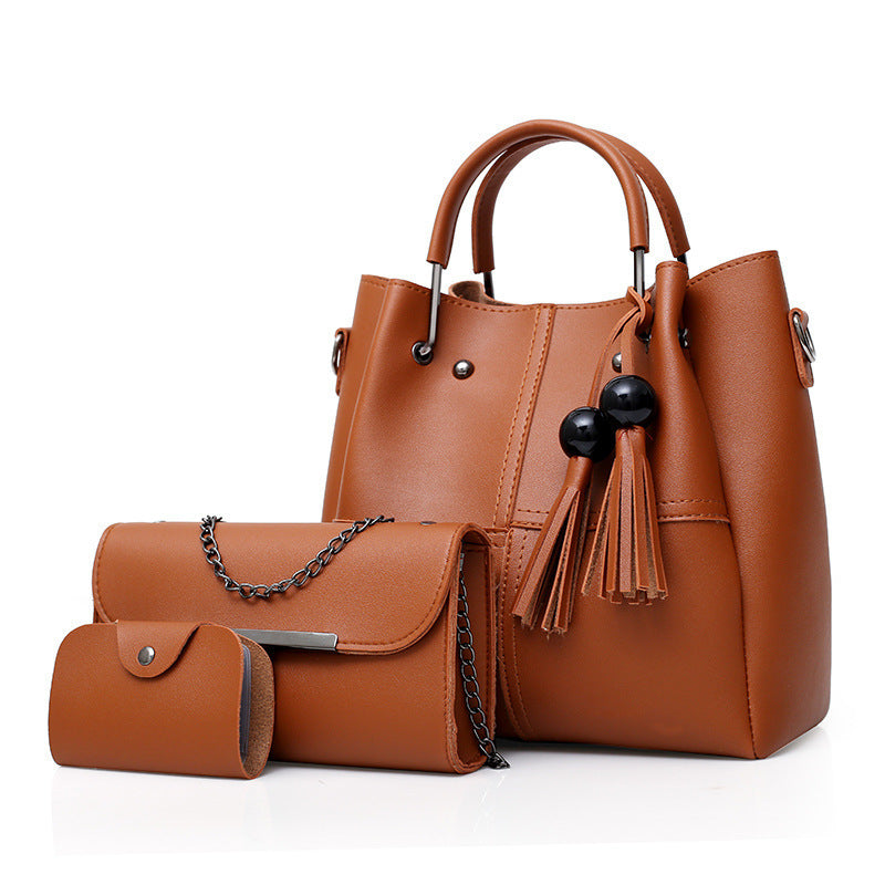 European and American fashion single shoulder Messenger bag ladies three-piece tassels mother bag Hanzuva