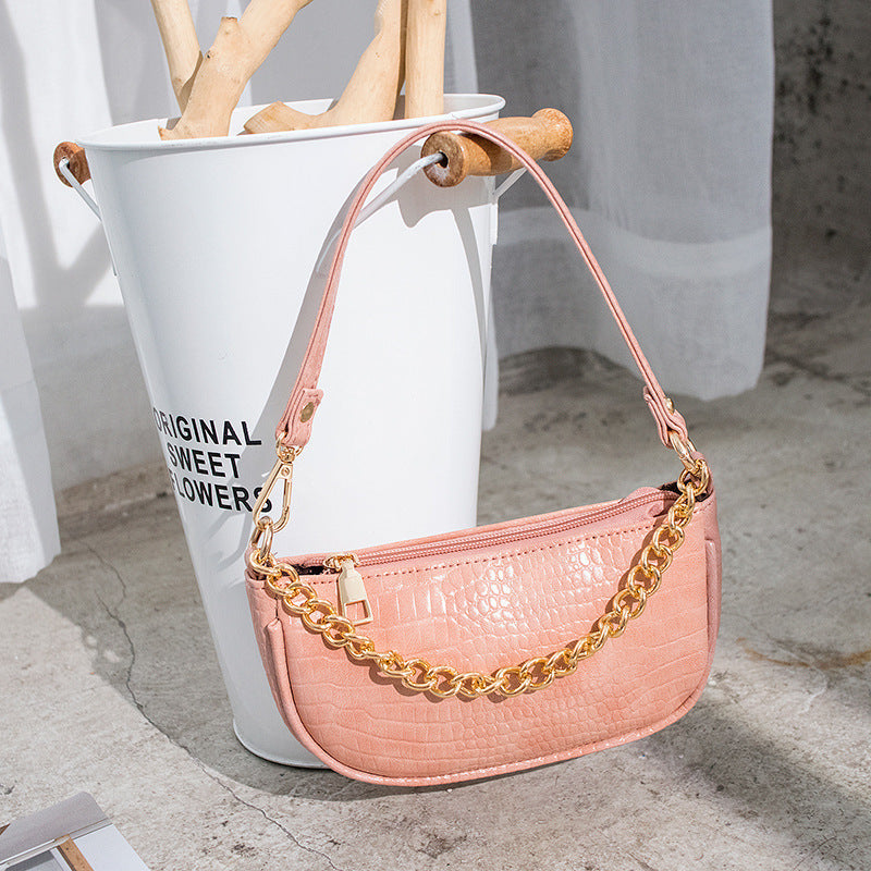 Solid color leather chain underarm bag Hanzuva
