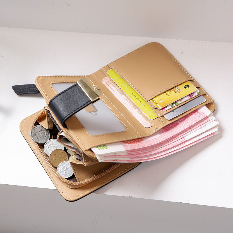 New Korean Women's Wallet Short Hollow Clutch Bag Leaf Zipper Buckle Bills Card Pack Hanzuva