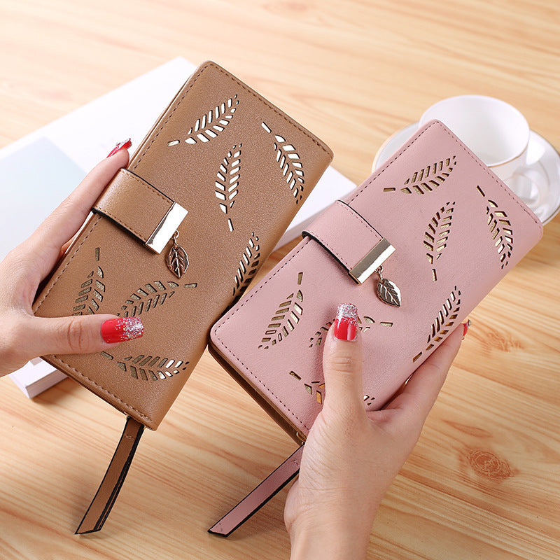 Women's wallet hollow leaf card package Hanzuva