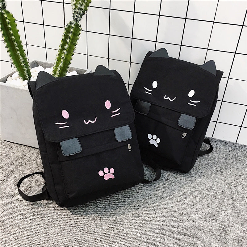 Cute Cat Canvas Backpack Hanzuva