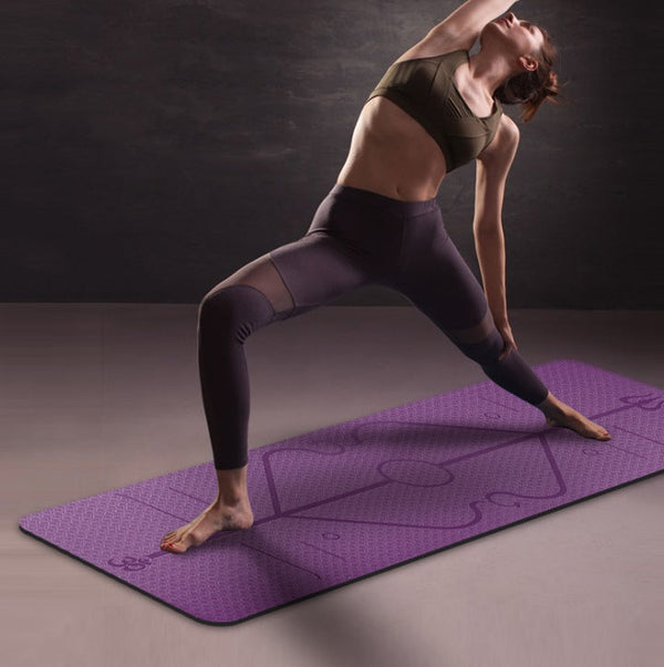 Tpe yoga mat body position line 6mm non-slip environmental protection fitness yoga mat Hanzuva