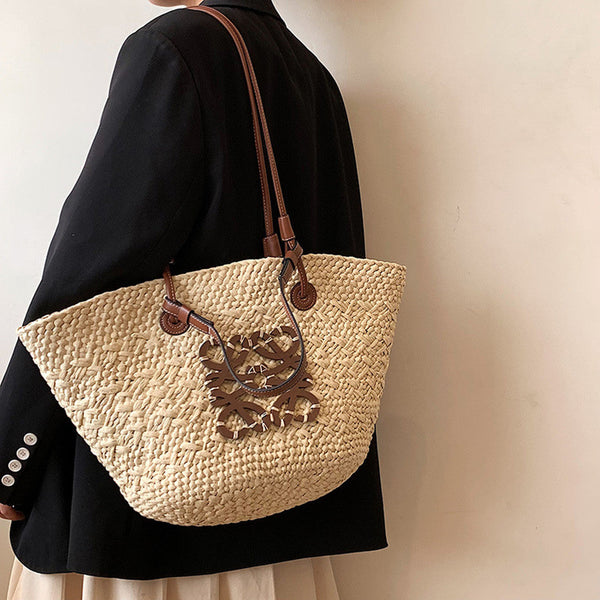 Straw Casual Woven Holiday Tote Bag Ladies Niche Hanzuva