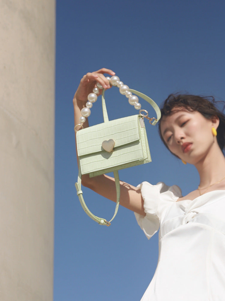 Pearl handbag premium lock small square bag Hanzuva