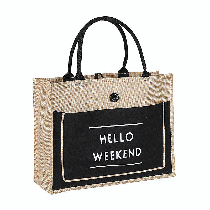 Jute button tote Hanzuva