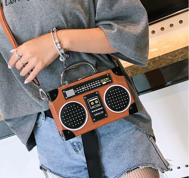 Sequins box bag radio handbag bright surface Harajuku wind Messenger bag Hanzuva