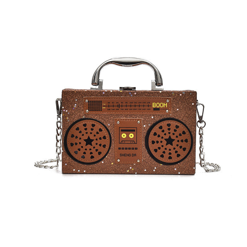 Sequins box bag radio handbag bright surface Harajuku wind Messenger bag Hanzuva