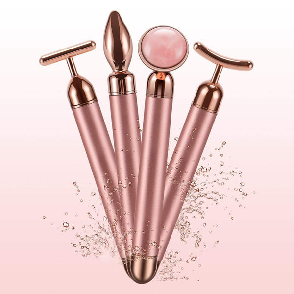 4 in 1 Vibrating Rose Quartz Face Roller Hanzuva