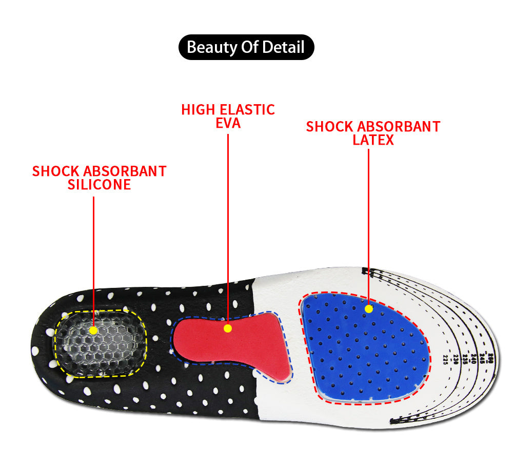 Motor insole breathable shock absorption EVA thickening heel.
