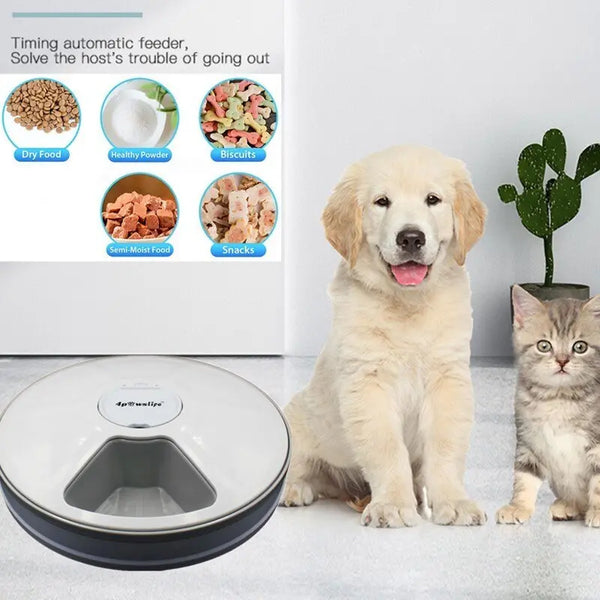 Dogs Timing Six-grid Feeder Cat Quantitative Music Automatic Feeder Hanzuva
