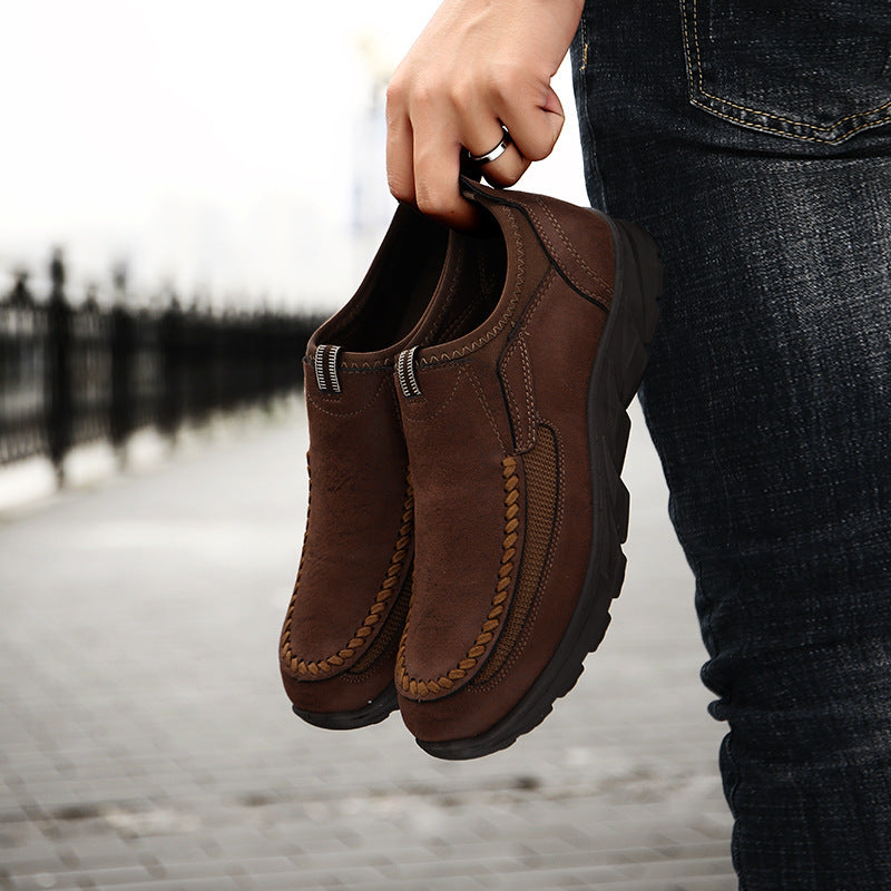 Set foot youth large men's casual leather shoes