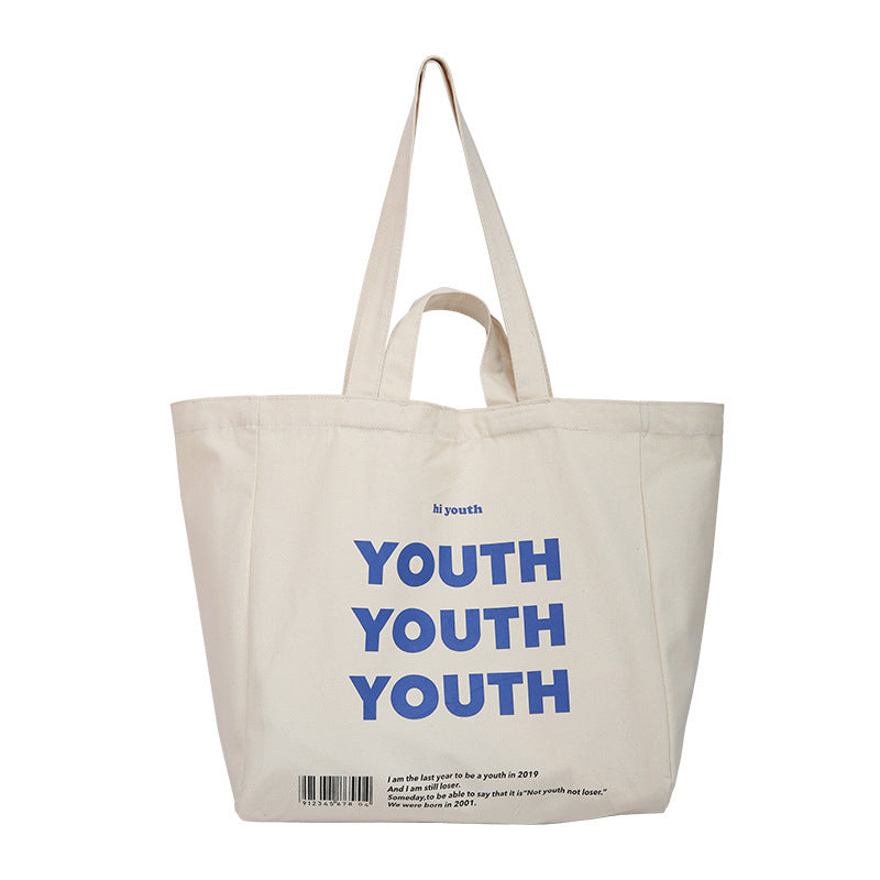 Letter print canvas shoulder bag Hanzuva