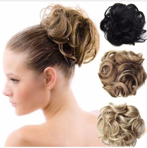 Europe, Japan, and South Korea popular hair bun fluffy natural drawstring curly hair ball head hair ring hair set female hair accessories chemical fiber hair Hanzuva