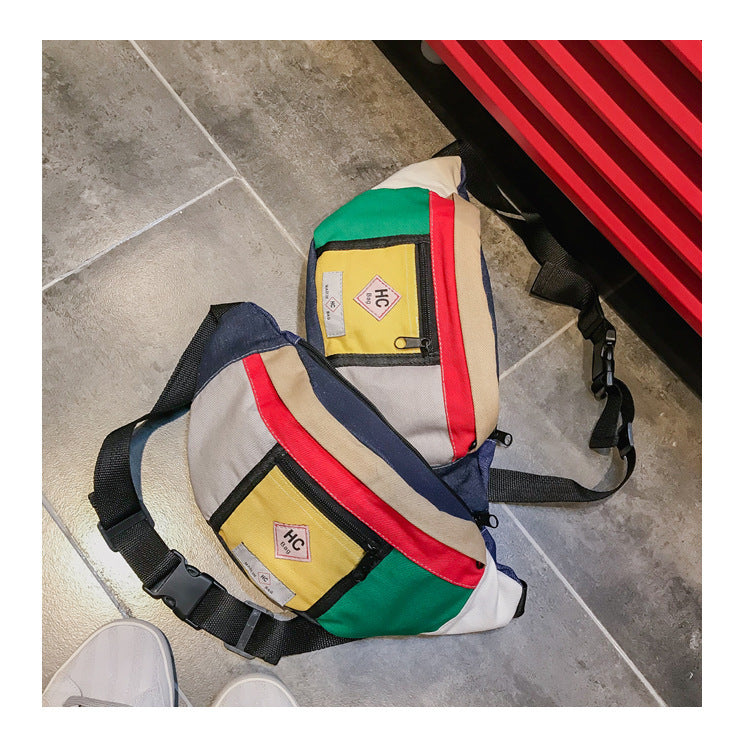 Contrast canvas bag mini sports chest Hanzuva