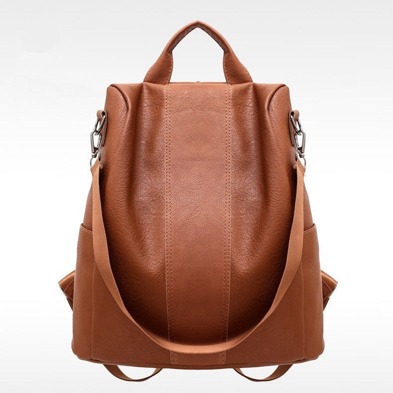 Women's solid color large capacity backpack Hanzuva