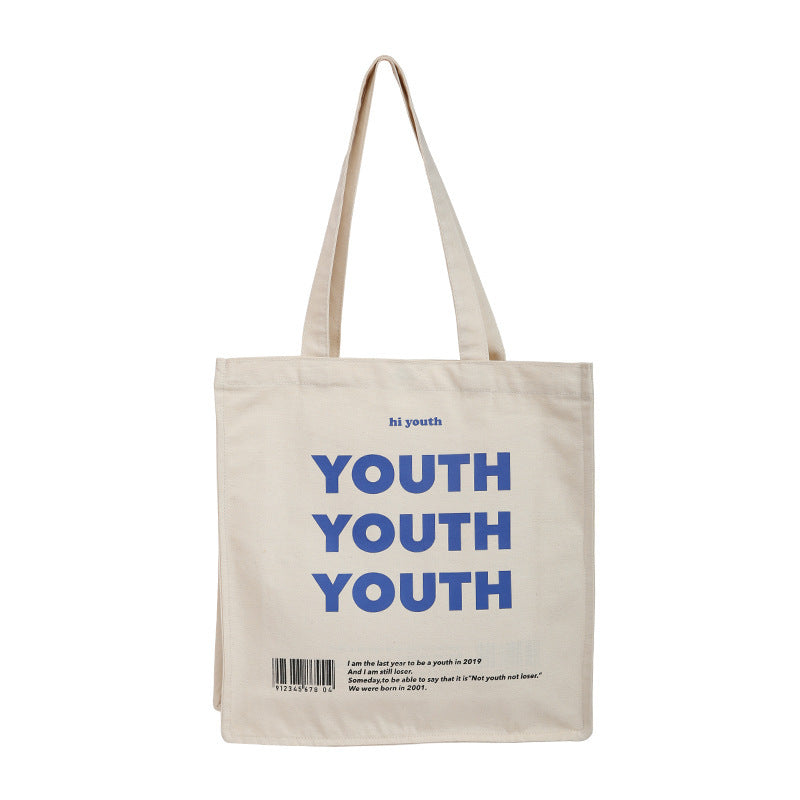 Letter print canvas shoulder bag Hanzuva