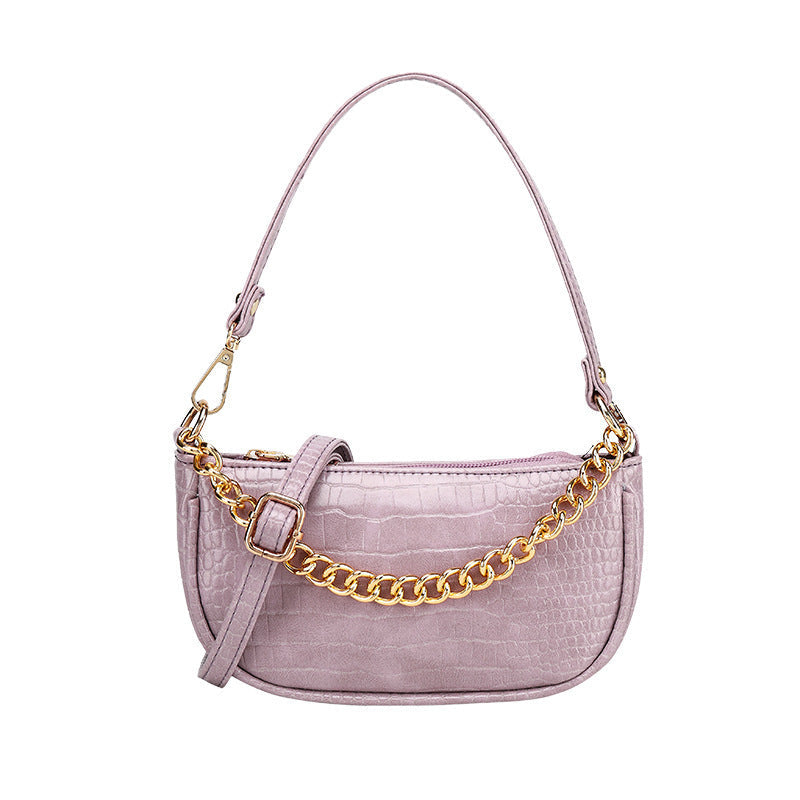 Solid color leather chain underarm bag Hanzuva