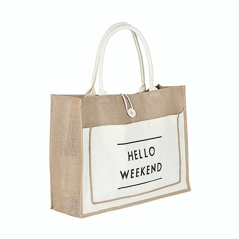 Jute button tote Hanzuva