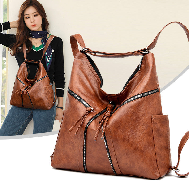 Soft Leather Versatile Leisure Shoulder Bag Multifunctional Backpack Hanzuva