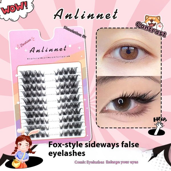 Fox Eye Ten Rows Of False Eyelashes Oblique Flying Single Cluster Split Type Hanzuva