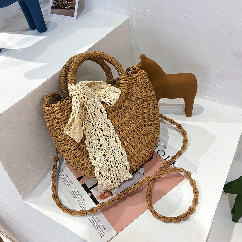 Fashion Western Lace Bow Straw Bag Hanzuva