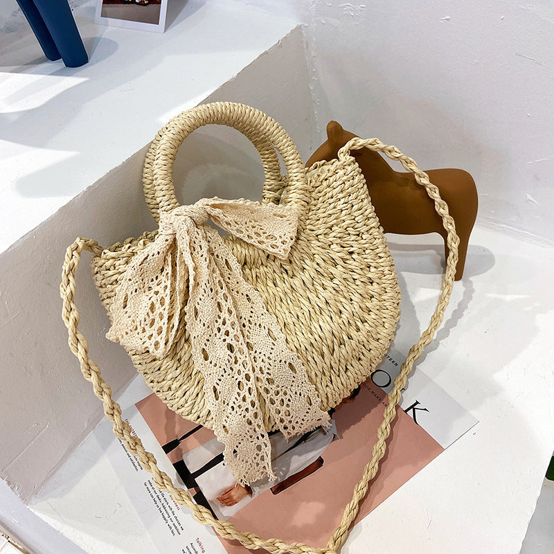 Fashion Western Lace Bow Straw Bag Hanzuva