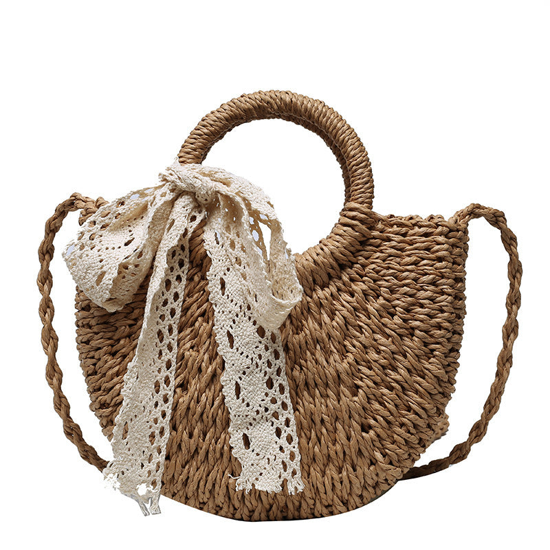 Fashion Western Lace Bow Straw Bag Hanzuva