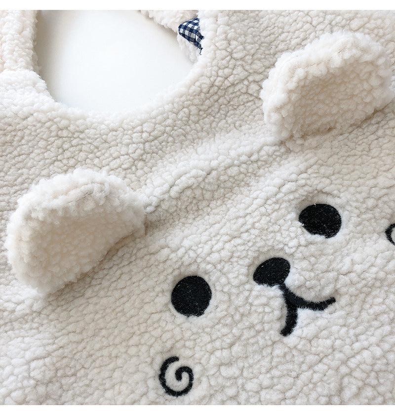 Lamb Wool Large Capacity Plush Embroidery Shopping Bag Hanzuva