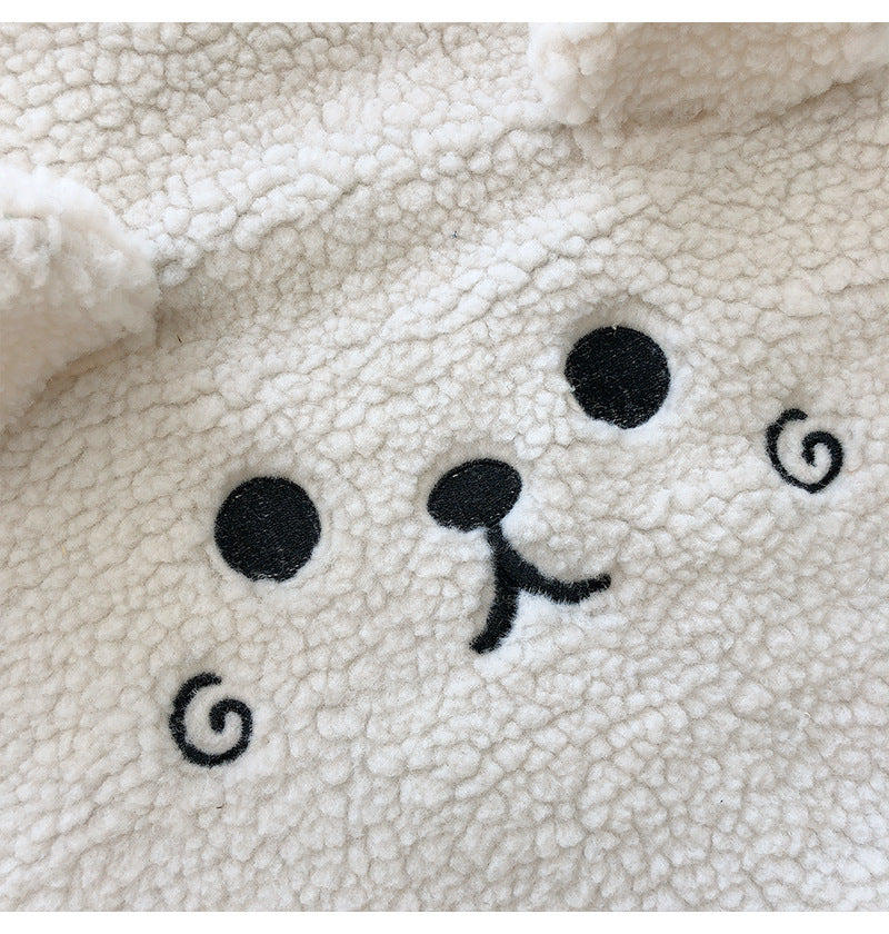 Lamb Wool Large Capacity Plush Embroidery Shopping Bag Hanzuva