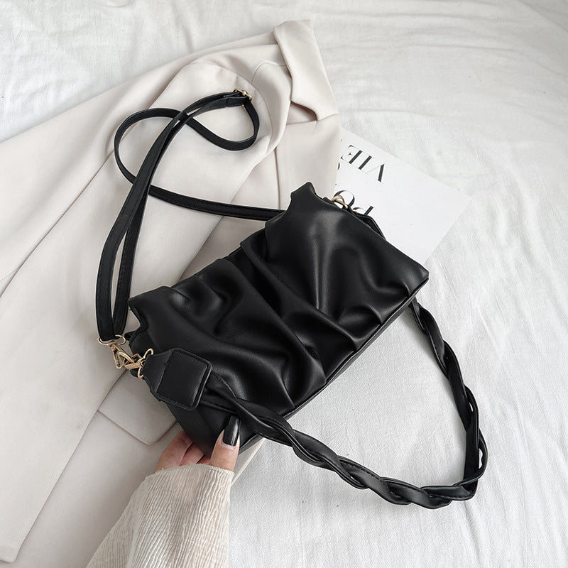 Trendy Double Strap Shoulder Bags For Women PU Leather Pleated Crossbody Bags Designer Fashion Purses And Handbags Hanzuva