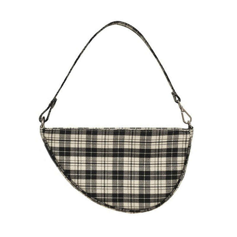 Striped plaid irregular saddle bag shoulder bag Hanzuva