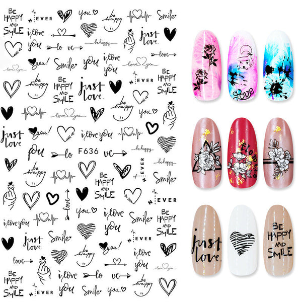 Summer Flowers and Love Adhesive Stickers Nail Art Stickers Foreign Trade Nail Stickers Nail Art Decals Hanzuva
