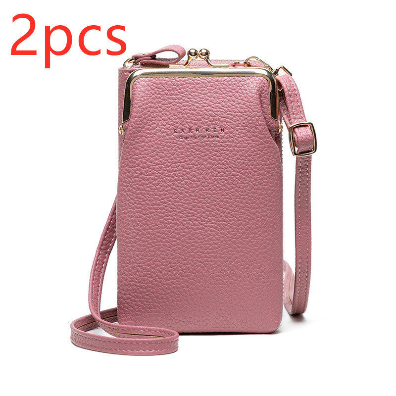 Fashion Lychee Pattern Solid Color Diagonal Shoulder Bag Hanzuva