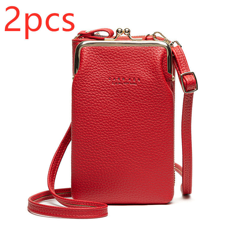 Fashion Lychee Pattern Solid Color Diagonal Shoulder Bag Hanzuva